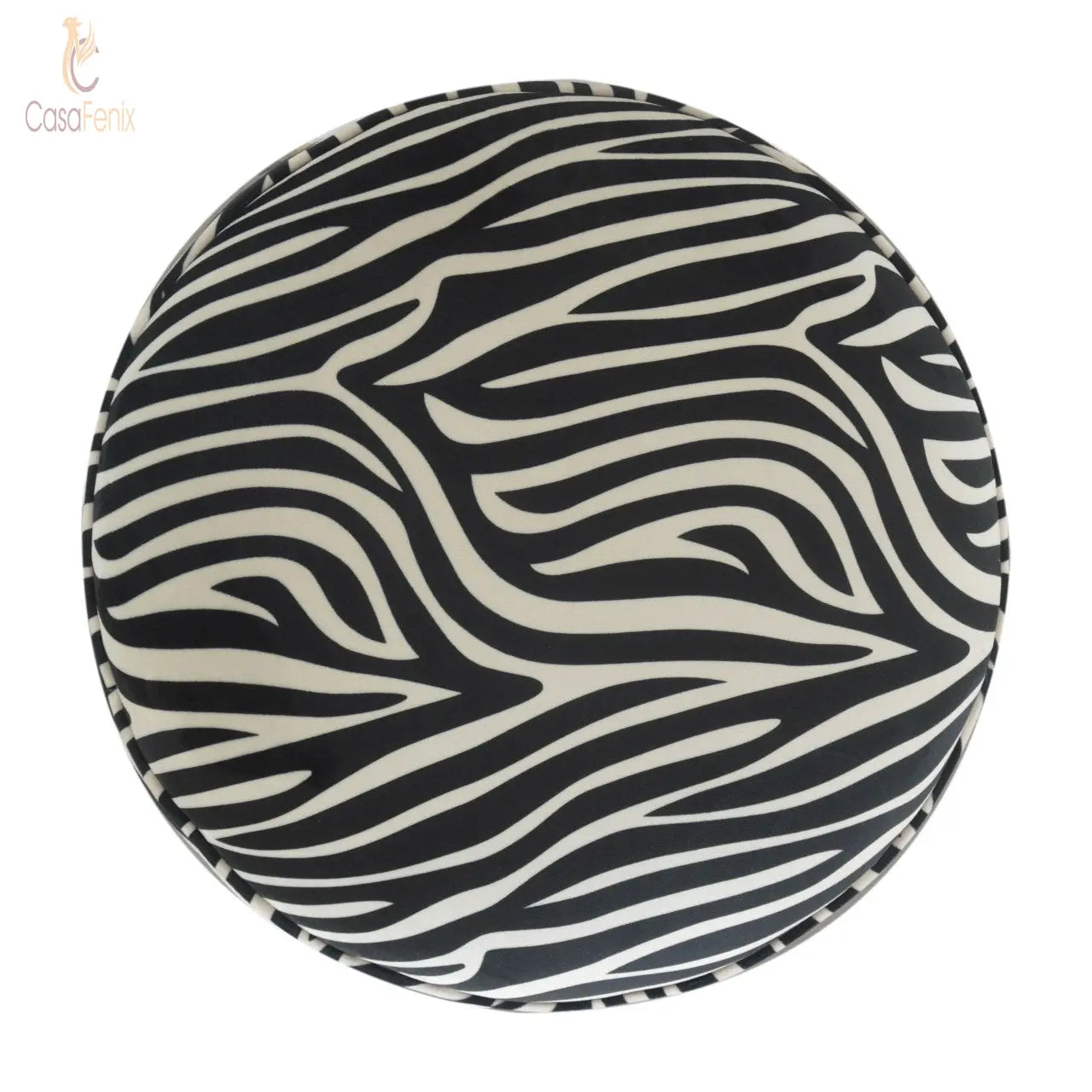 Zebra Nordic Style Upholstered Footstool - CasaFenix