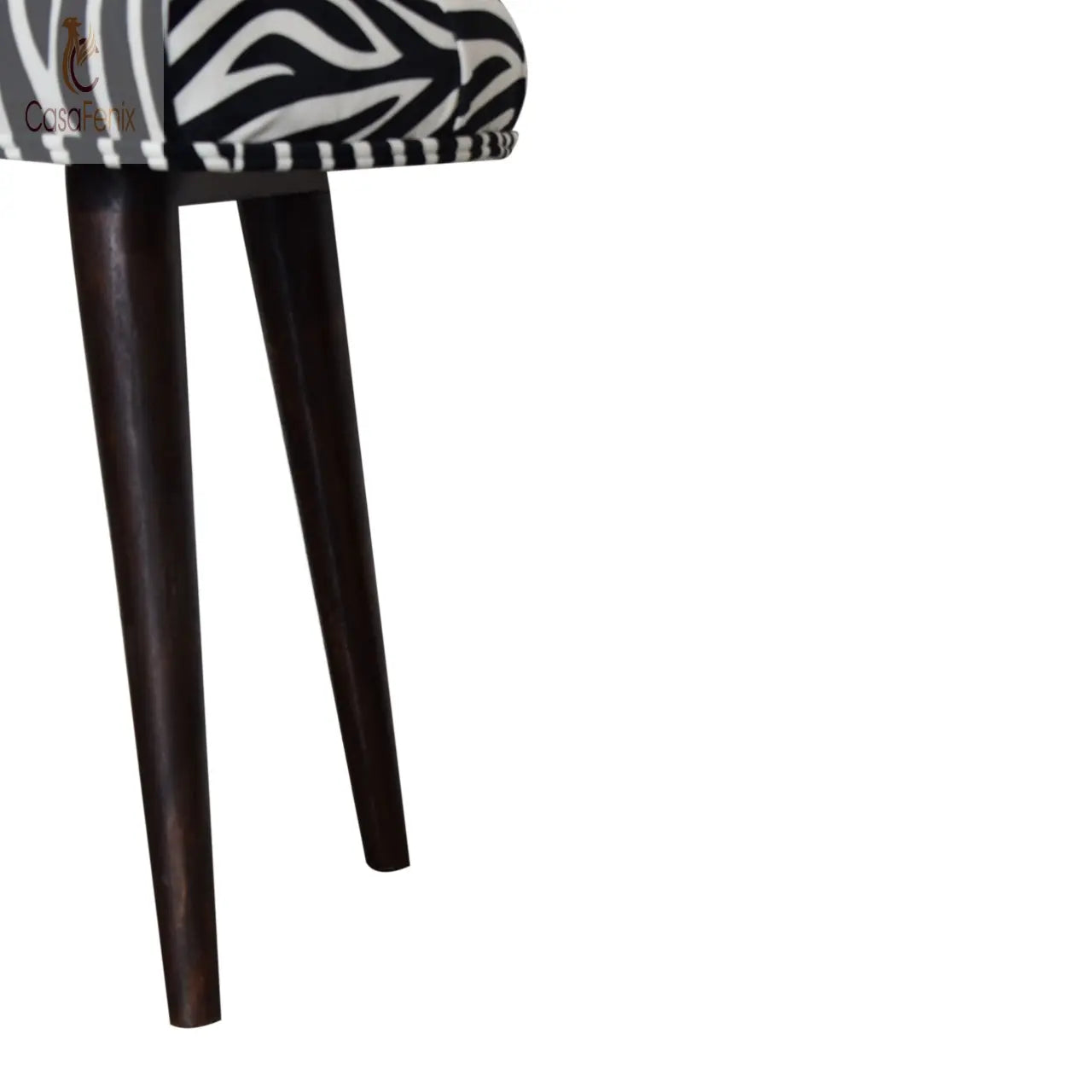 Zebra Print Deep Button Bench Stool Nordic Design Solid Mango Wood - CasaFenix