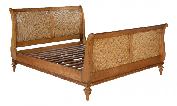 BF152 French Carved Traditional Sleigh Bed Solid Mahogany (Copy) Beds & Bed Frames CasaFenix