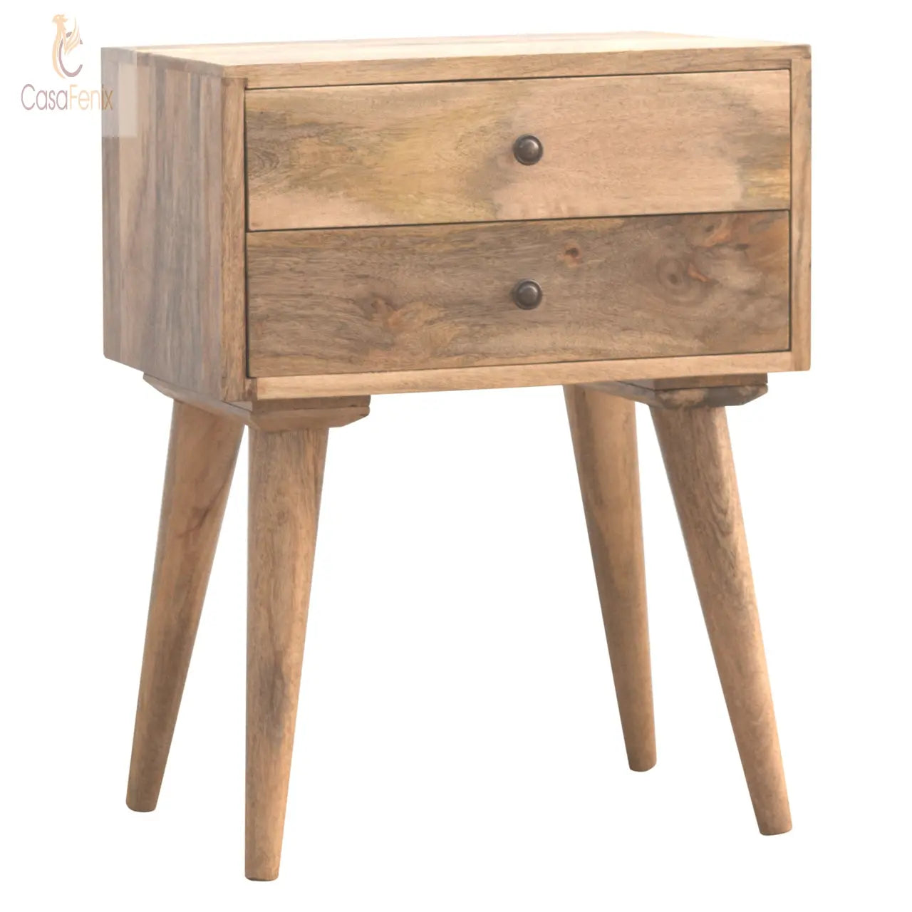 Modern Solid Wood Bedside 100% solid mango wood and has a fine oak-ish finish - CasaFenix