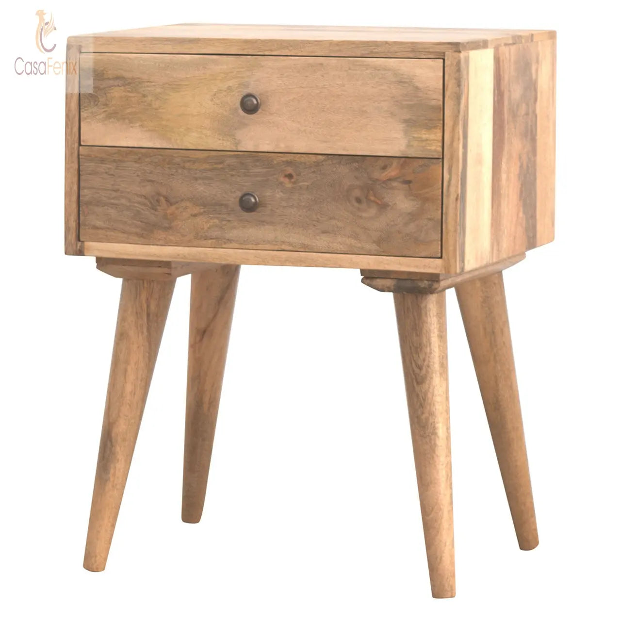 Modern Solid Wood Bedside 100% solid mango wood and has a fine oak-ish finish - CasaFenix