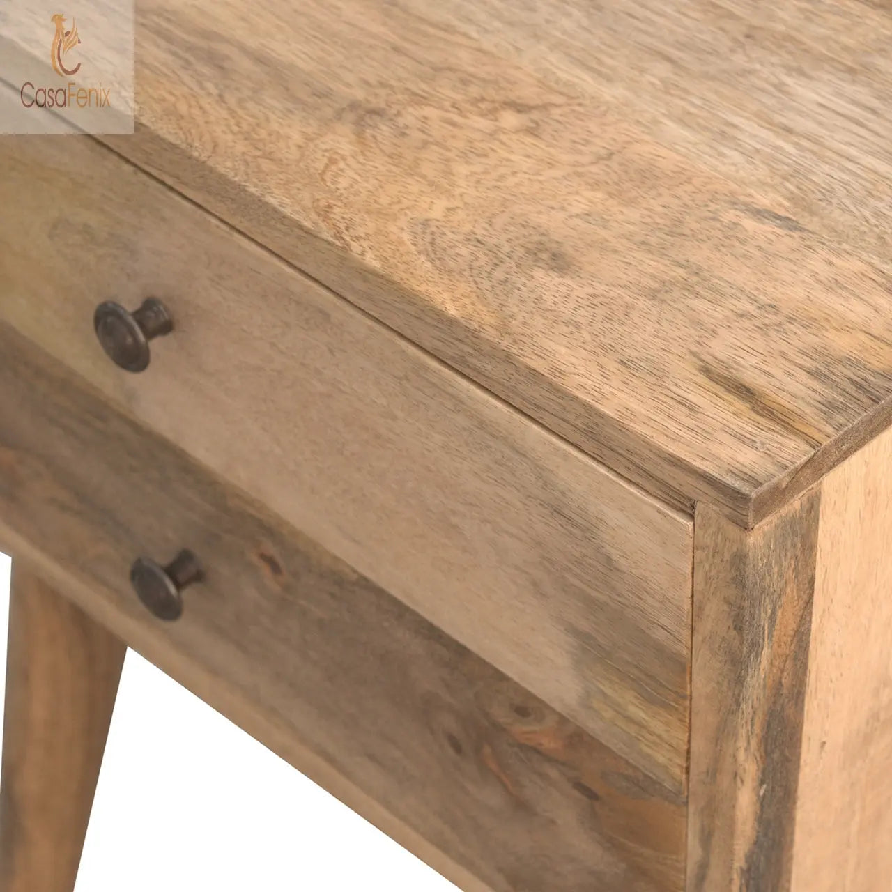 Modern Solid Wood Bedside 100% solid mango wood and has a fine oak-ish finish - CasaFenix