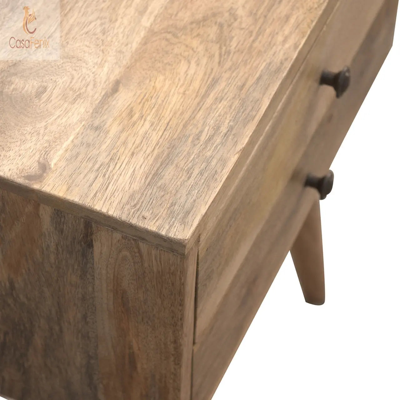 Modern Solid Wood Bedside 100% solid mango wood and has a fine oak-ish finish - CasaFenix