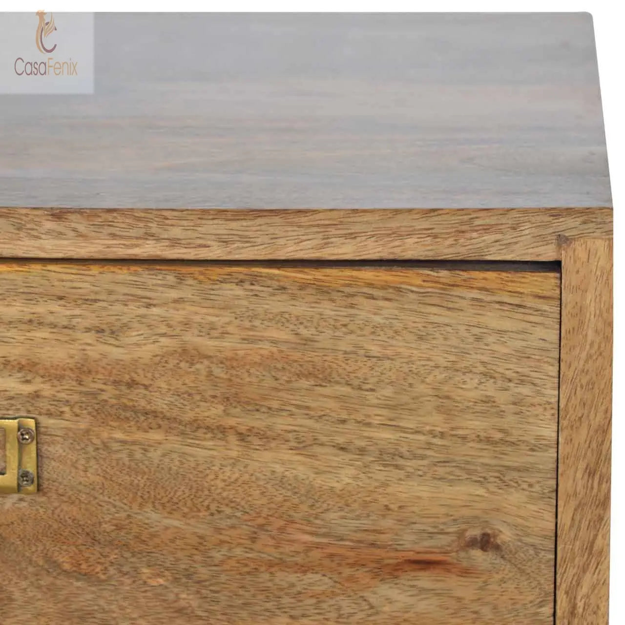 Brass Metal Slot Bedside 100% Solid Wood - CasaFenix