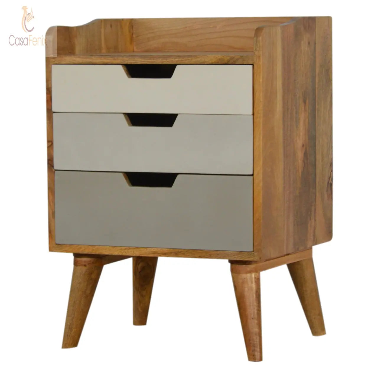 Grey and White Gradient Bedside Table 3 Drawer Chest - CasaFenix