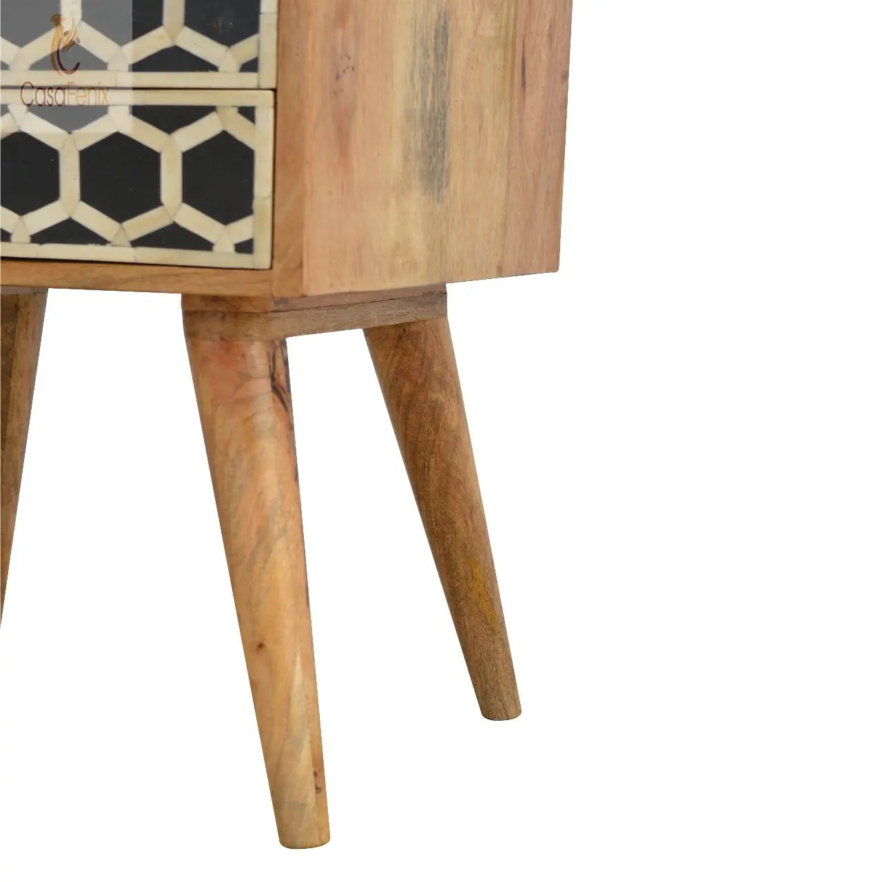 Honeycomb Bone Inlay Bedside Table with 2 Drawers - CasaFenix