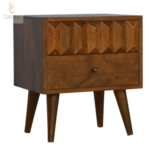 Chestnut Prism Bedside 2 Drawer Chest - CasaFenix