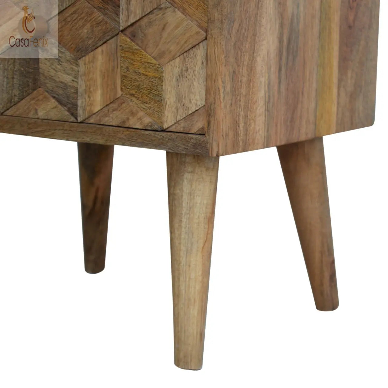 Cube Carved Bedside Table 2 Drawer Chest - CasaFenix