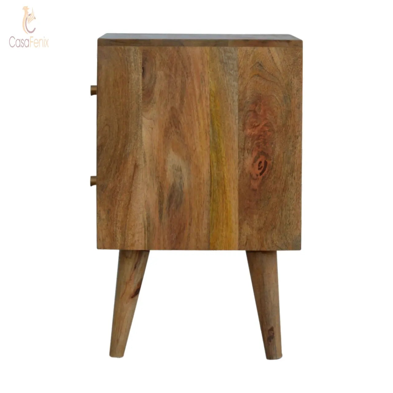 Cube Carved Bedside Table 2 Drawer Chest - CasaFenix