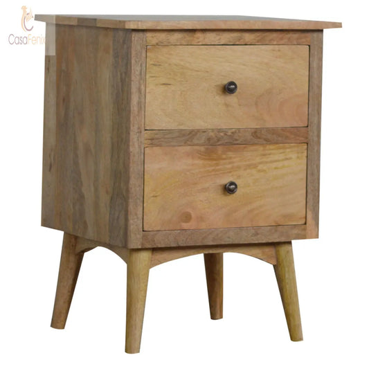 Nordic Style Bedside with 2 Drawers 100% Solid Mango Wood - CasaFenix