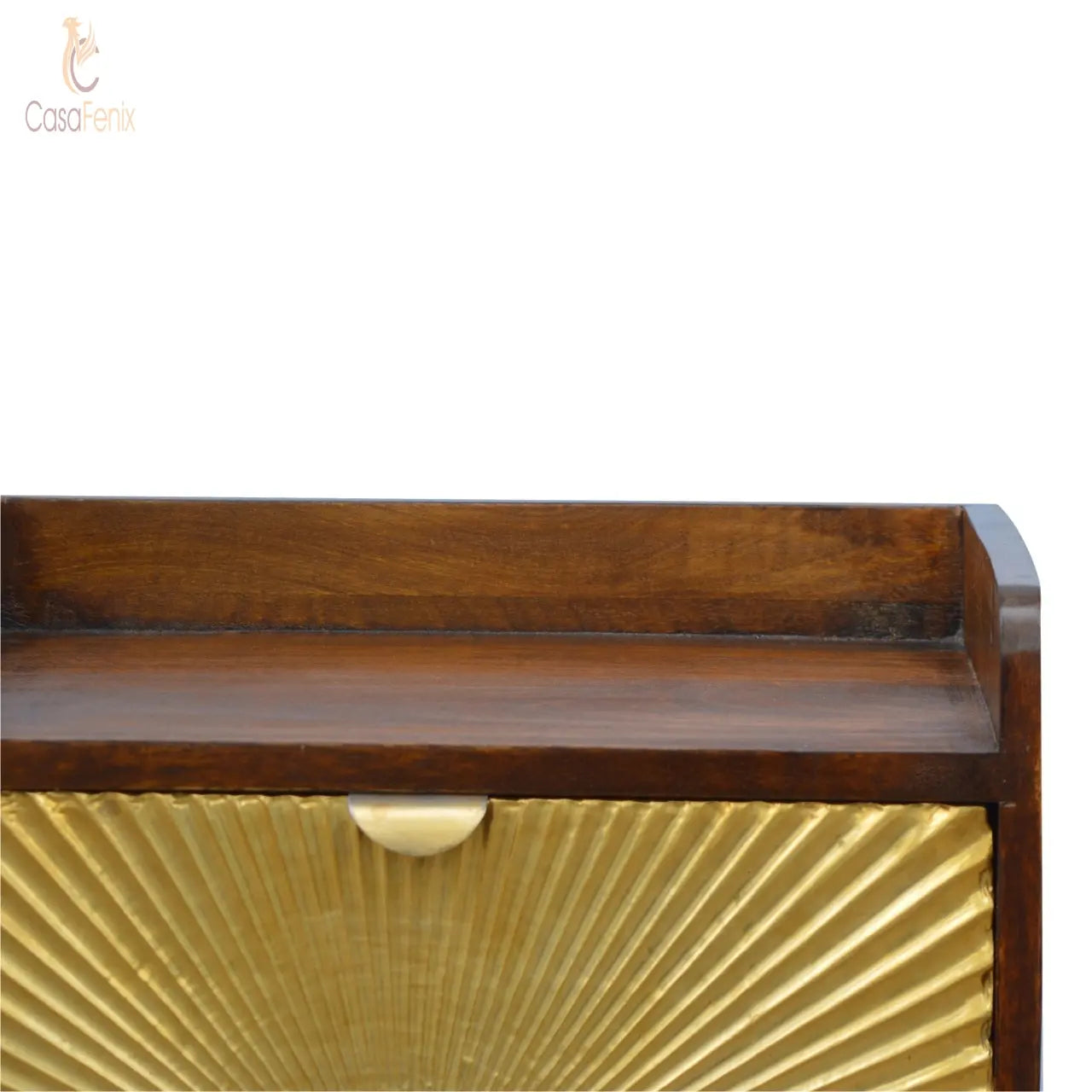 Manila Gold 1 Drawer Brass Plated Bedside Table / Chest Solid Mango Wood - CasaFenix