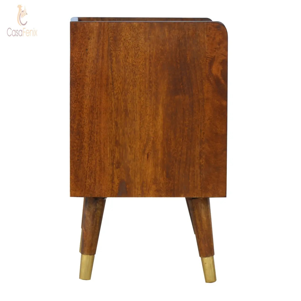 Manila Gold 1 Drawer Brass Plated Bedside Table / Chest Solid Mango Wood - CasaFenix