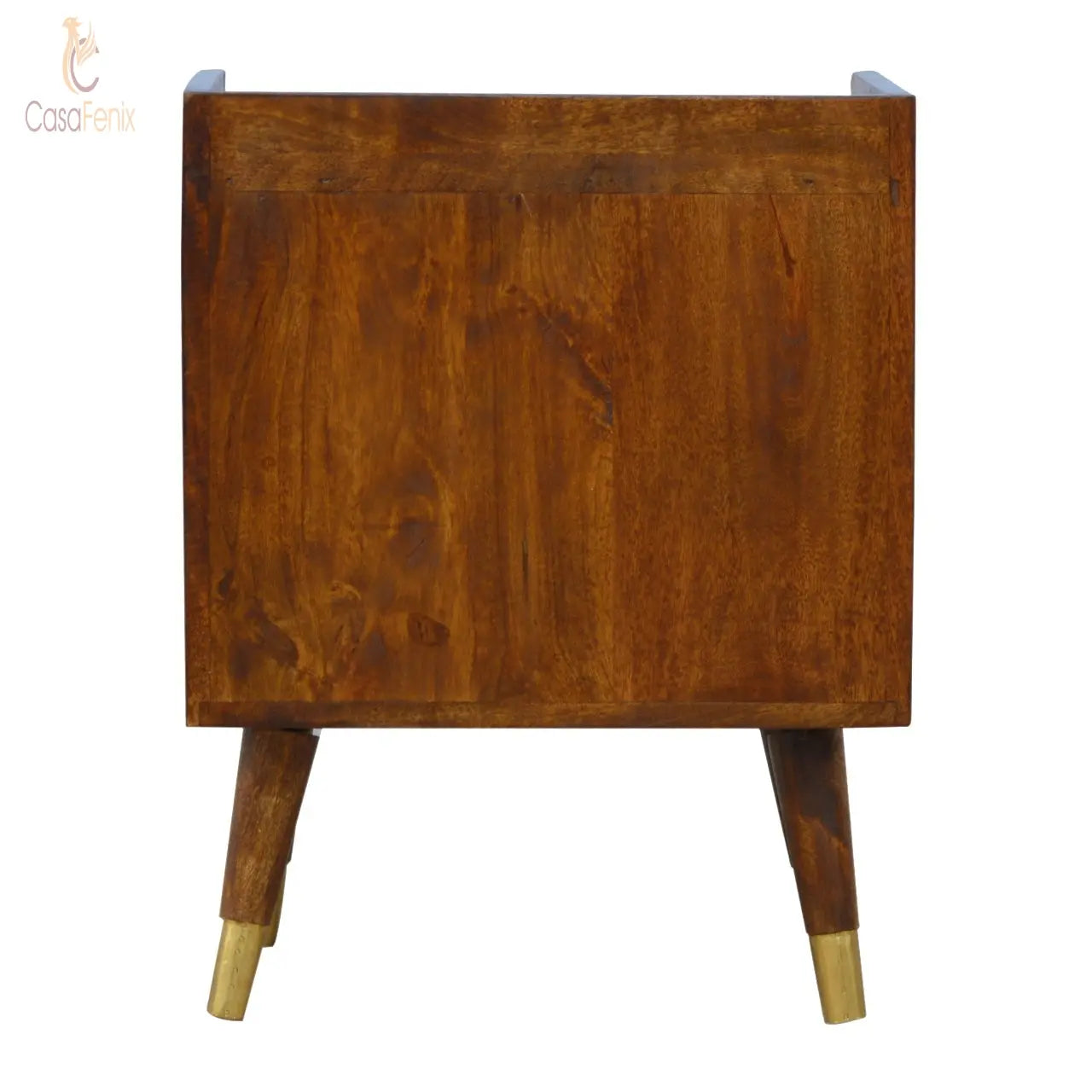 Manila Gold 1 Drawer Brass Plated Bedside Table / Chest Solid Mango Wood - CasaFenix