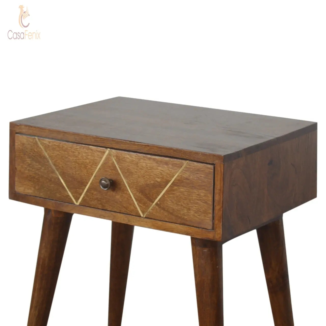 Geometric Brass Inlay Bedside Table 1 Drawer Chest Bedside table / chest CasaFenix