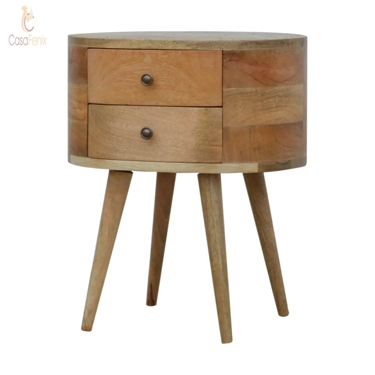 Rounded Bedside Table 2 Drawer Chest Oak-Ish Finish Bedside table / chest CasaFenix