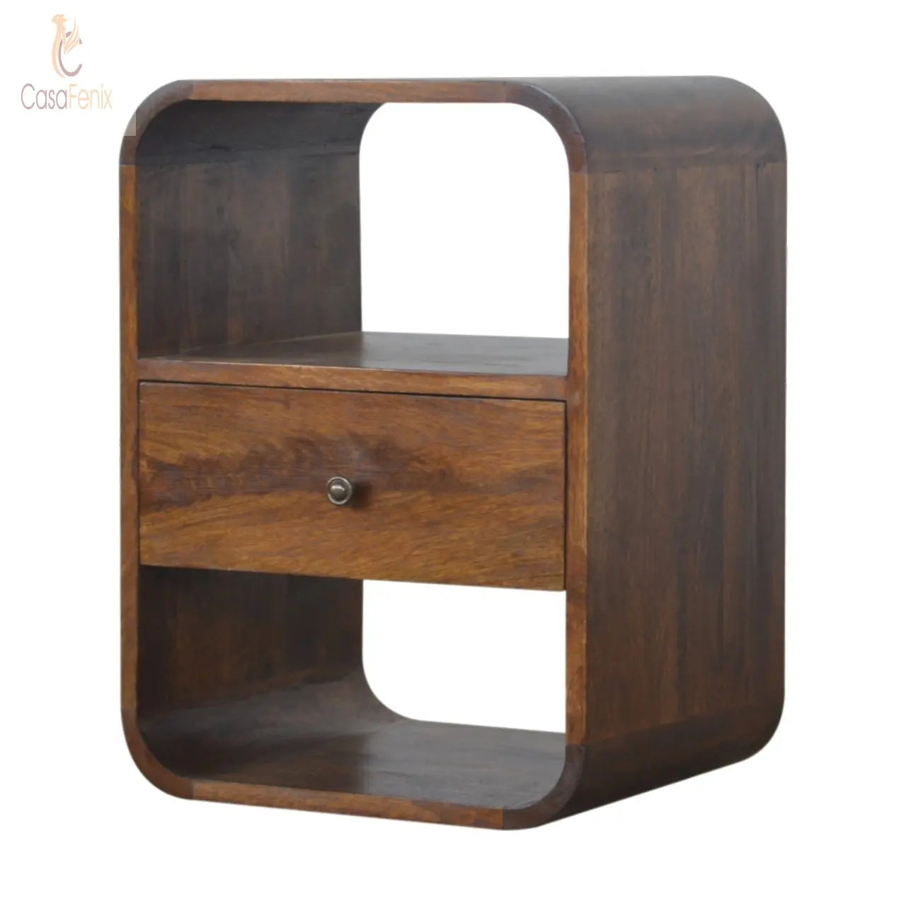 Chestnut Curved Edge Bedside 1 Drawer Chest Bedside table / chest CasaFenix