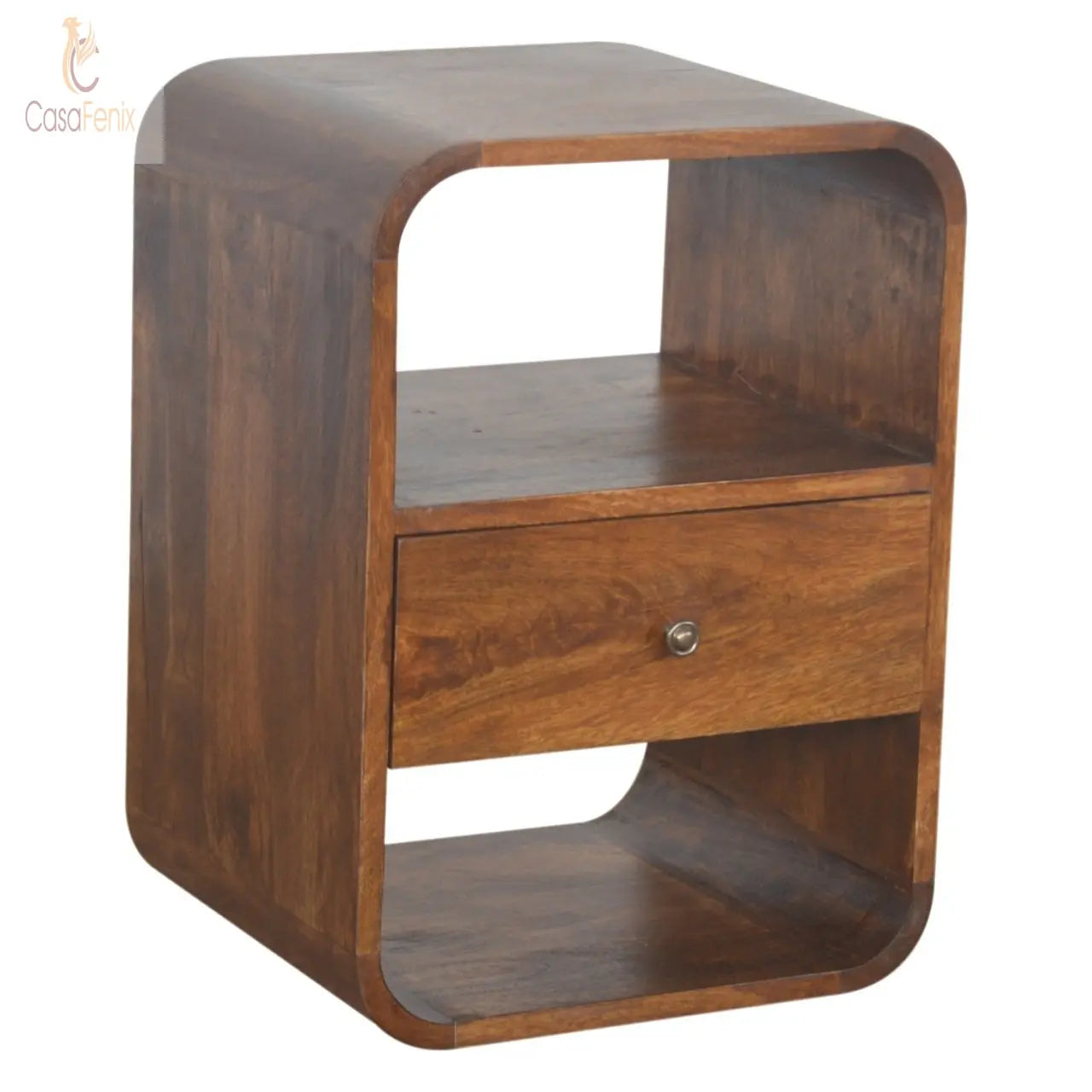 Chestnut Curved Edge Bedside 1 Drawer Chest Bedside table / chest CasaFenix