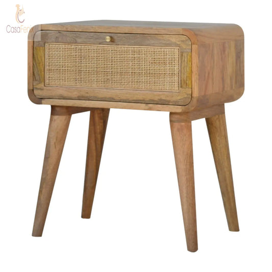 Nordic Rattan Woven Bedside Table 100% Solid Mango Wood - CasaFenix