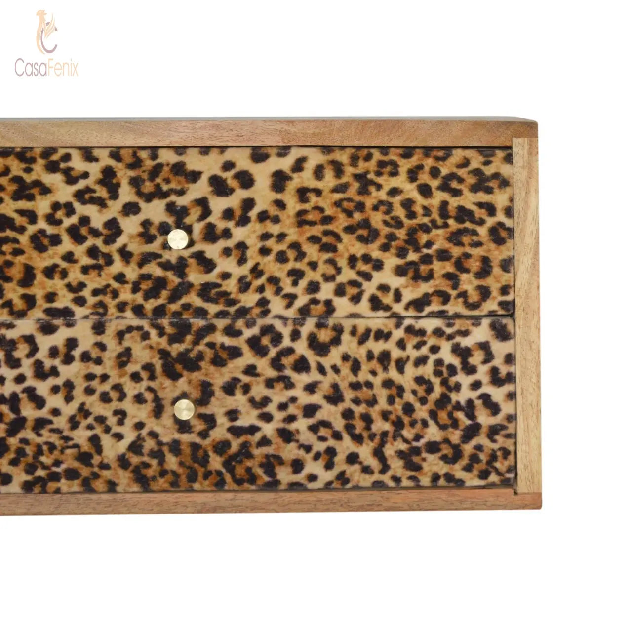 Wall Mounted Leopard Animal Print Bedside 100% Solid Mango Wood - CasaFenix