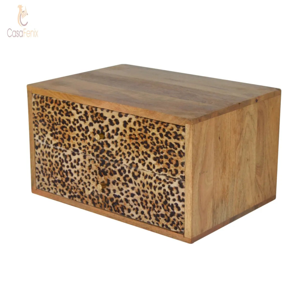 Wall Mounted Leopard Animal Print Bedside 100% Solid Mango Wood - CasaFenix