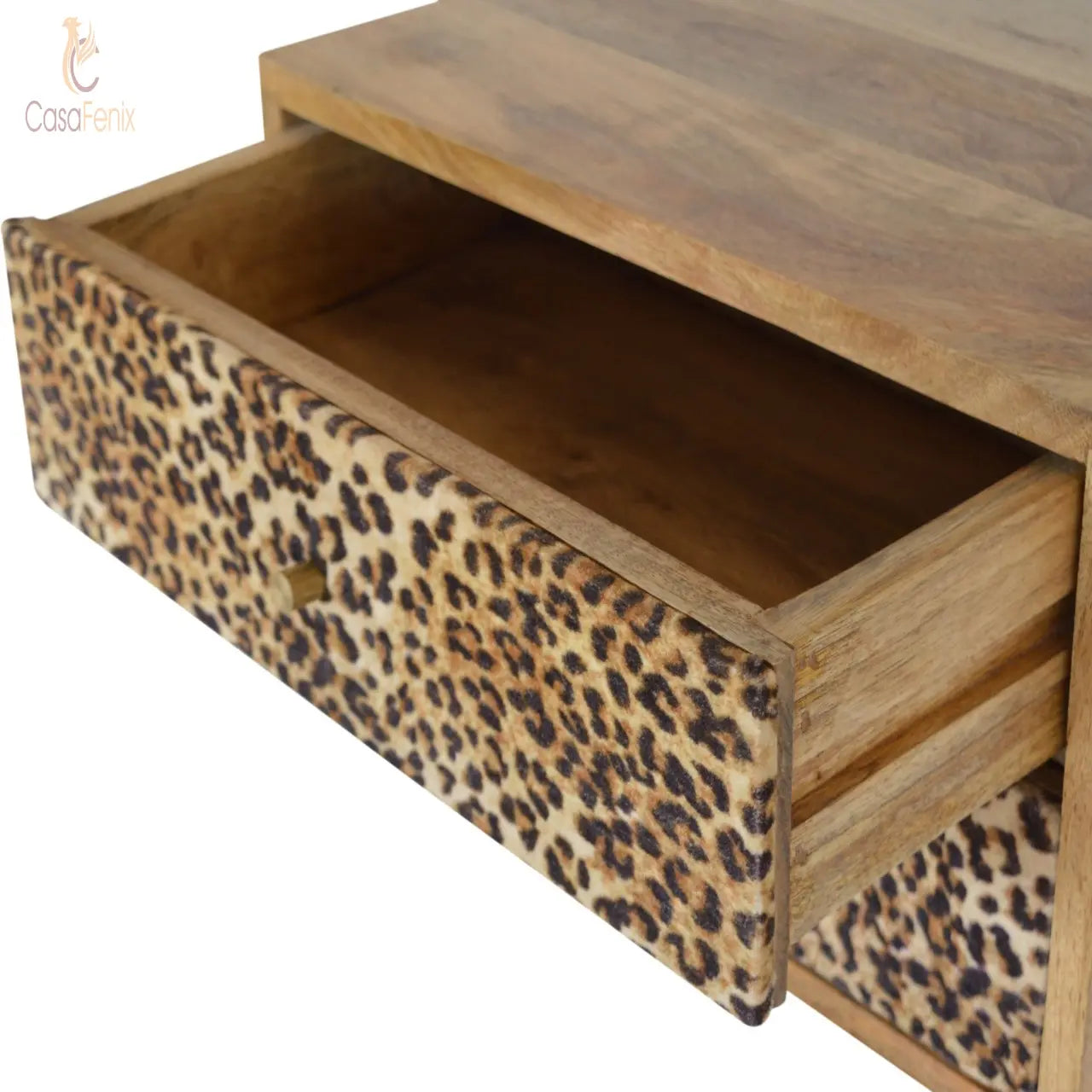 Wall Mounted Leopard Animal Print Bedside 100% Solid Mango Wood - CasaFenix