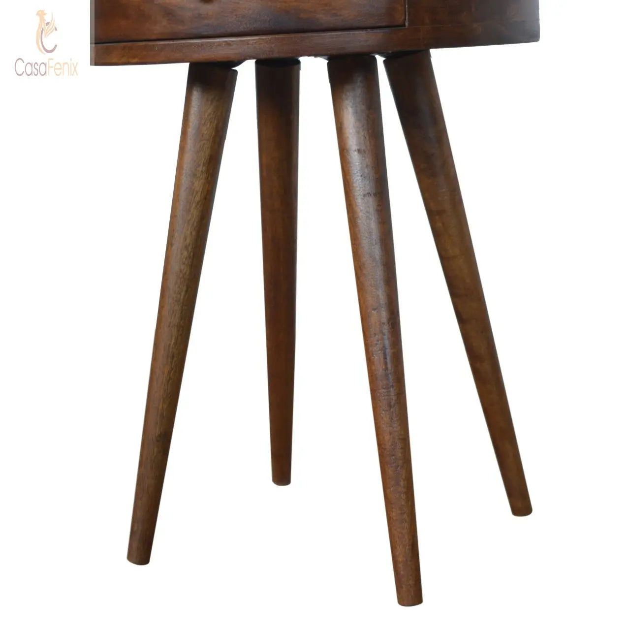 Nordic Chestnut Circular Shaped Bedside 100% solid mango wood in a chestnut finish - CasaFenix