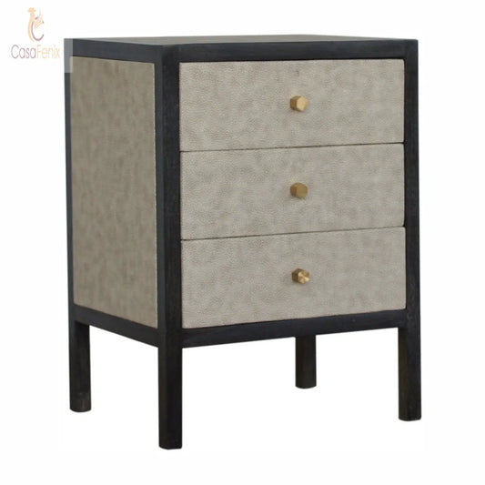 Faux Leather Black Ash Bedside Table / Chest - CasaFenix