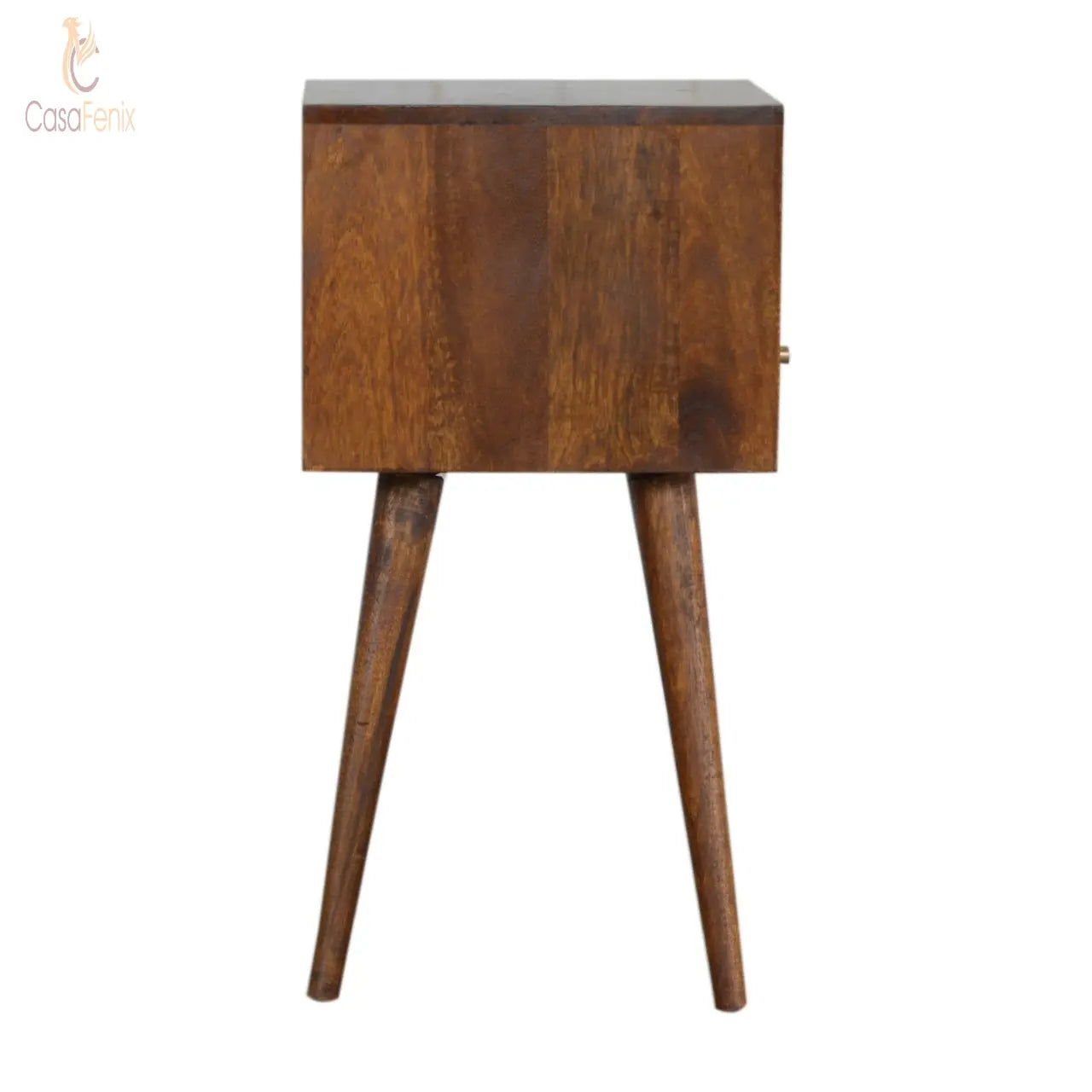 Small Chestnut Finish Bedside 1 Drawer 100% solid mango wood with a chestnut finish. - CasaFenix