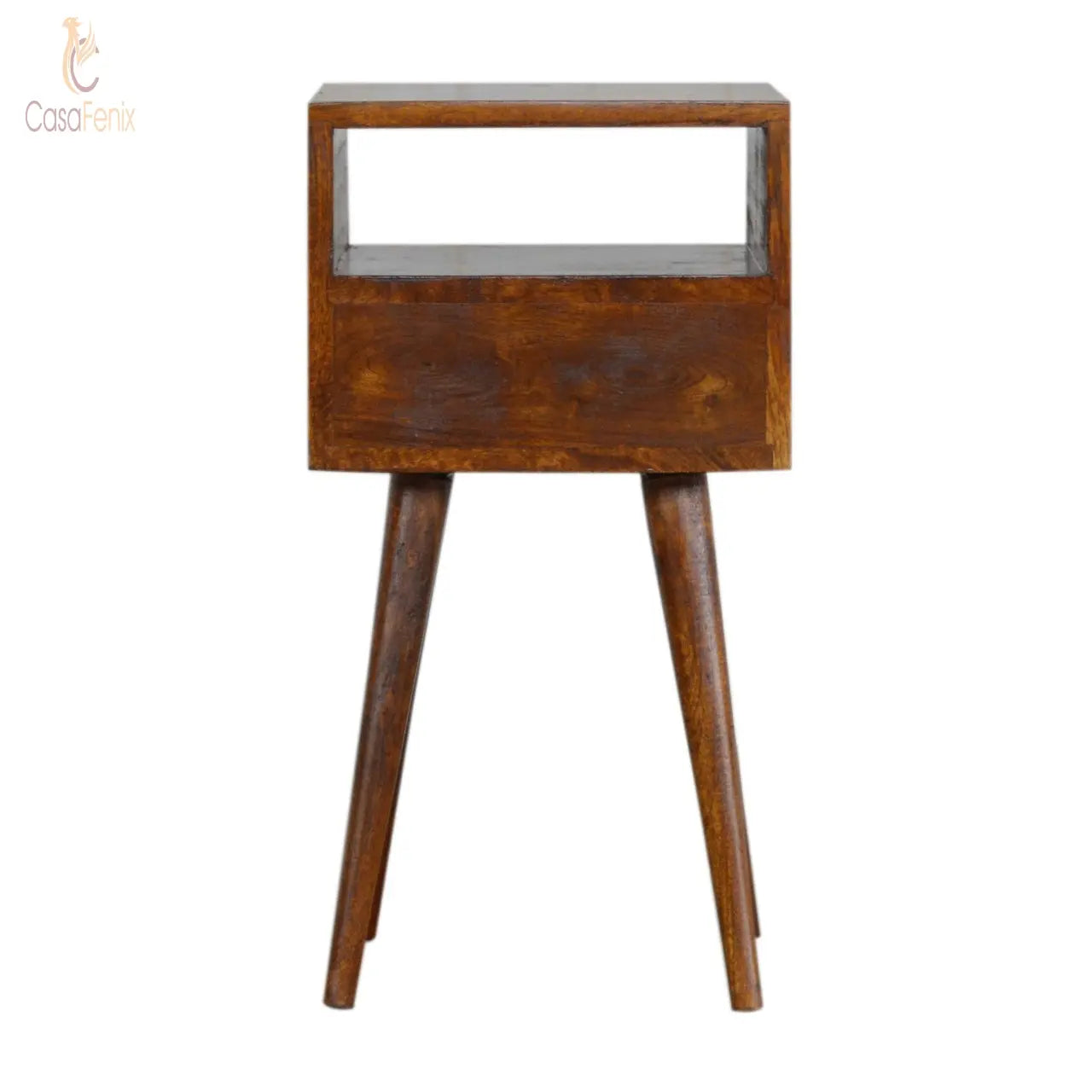 Small Chestnut Finish Bedside 1 Drawer 100% solid mango wood with a chestnut finish. - CasaFenix