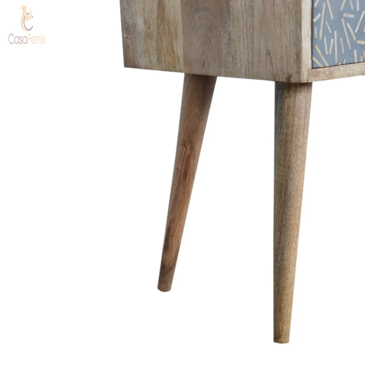 Small Wood Chip Cement 1 Drawer Bedside 100% solid mango wood and has a oak-ish finish - CasaFenix