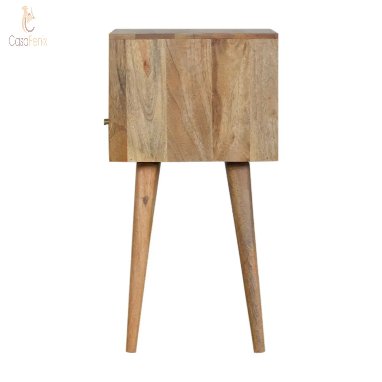 Small Wood Chip Cement 1 Drawer Bedside 100% solid mango wood and has a oak-ish finish - CasaFenix