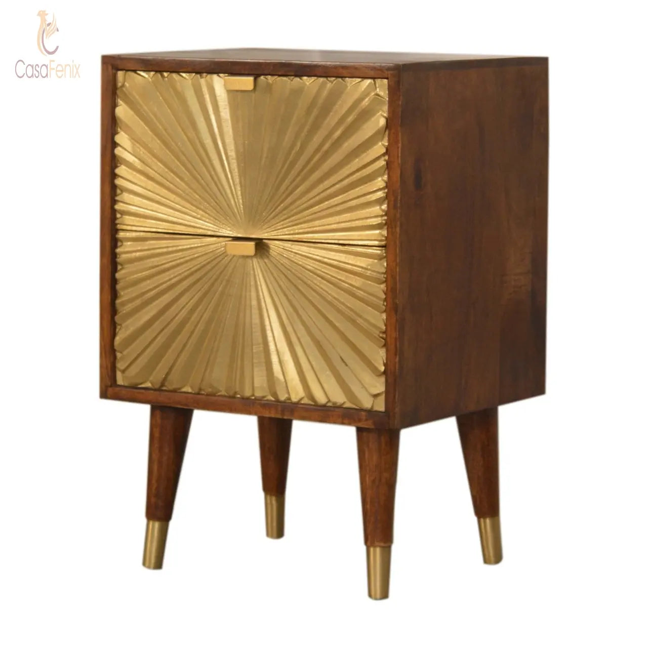 Manila Gold 2 Drawer Metal Front Bedside Nordic Design - CasaFenix