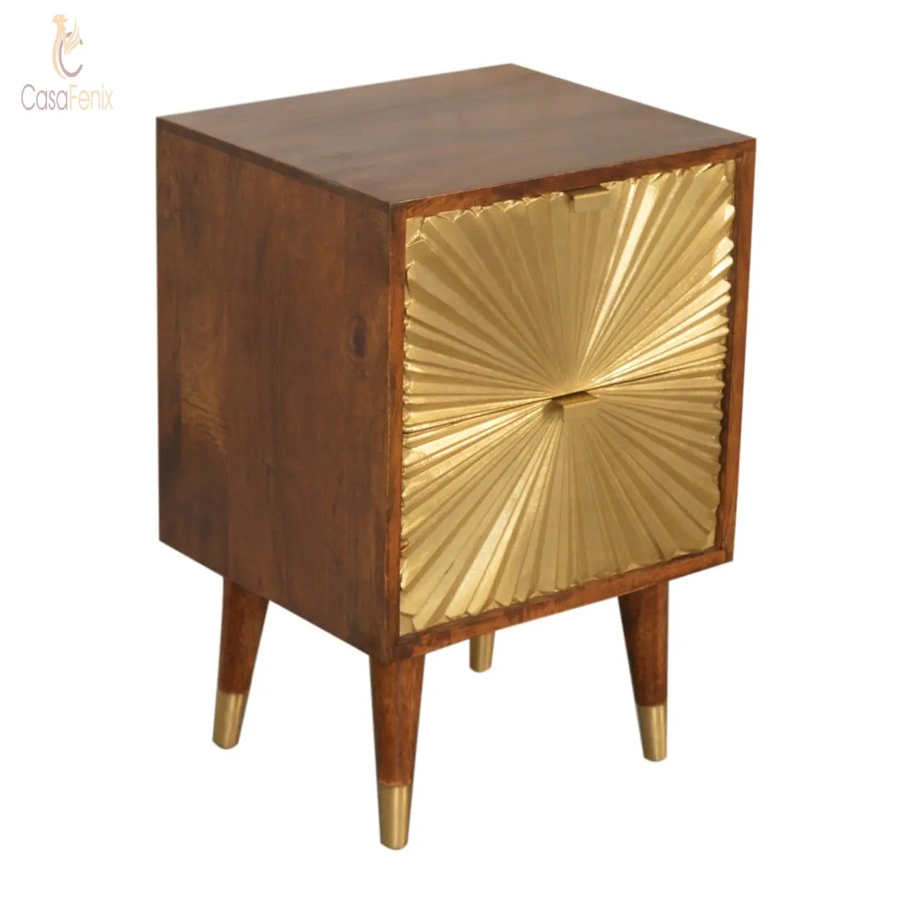 Manila Gold 2 Drawer Metal Front Bedside Nordic Design - CasaFenix