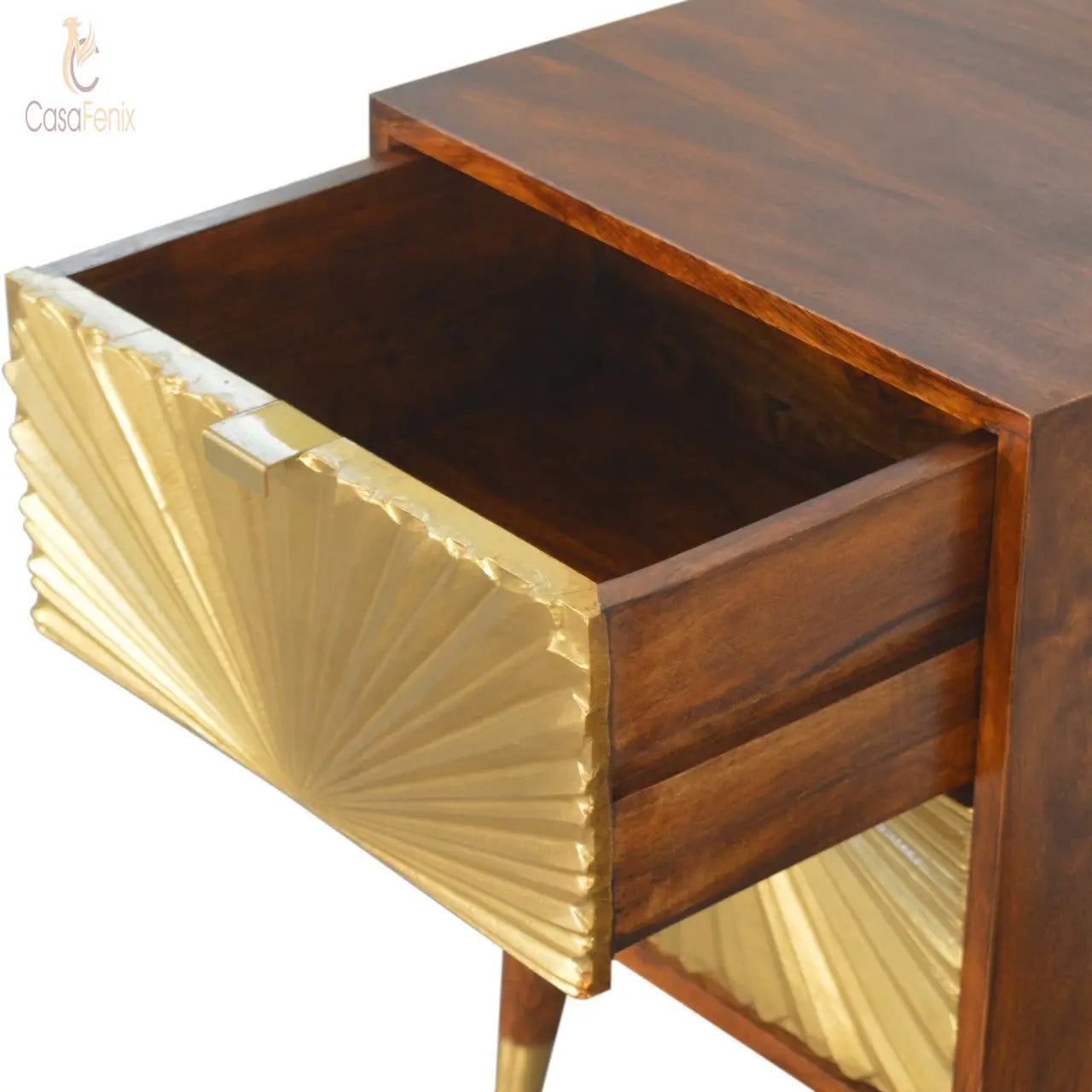 Manila Gold 2 Drawer Metal Front Bedside Nordic Design - CasaFenix