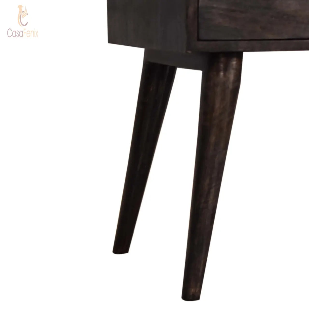 Ash Black Modern Solid Mango Wood 2 Drawer Bedside Chest Nordic Design - CasaFenix