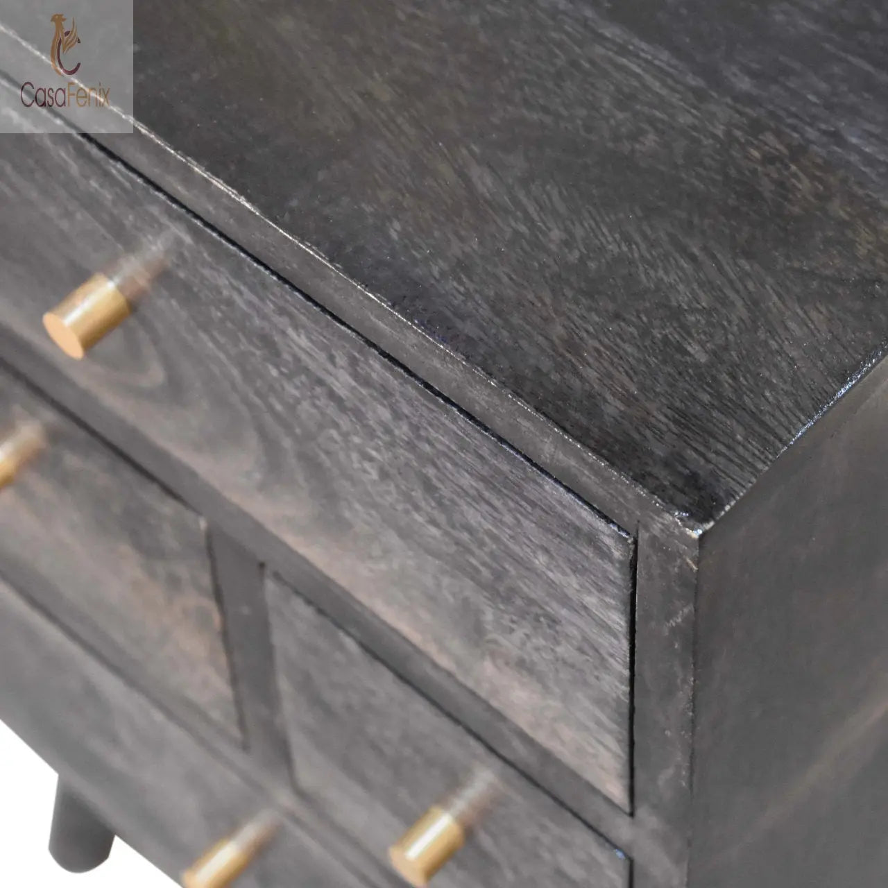 Multi Drawer Ash Black Bedside - CasaFenix