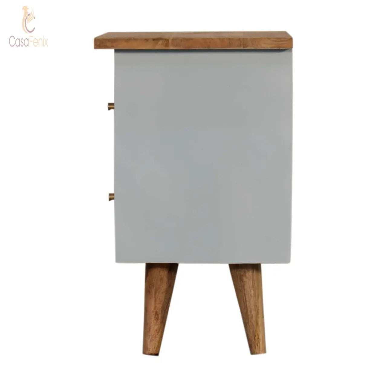 Sky Blue Hand Painted 2 Drawer Bedside Chest Wood Top Solid Mango Wood - CasaFenix