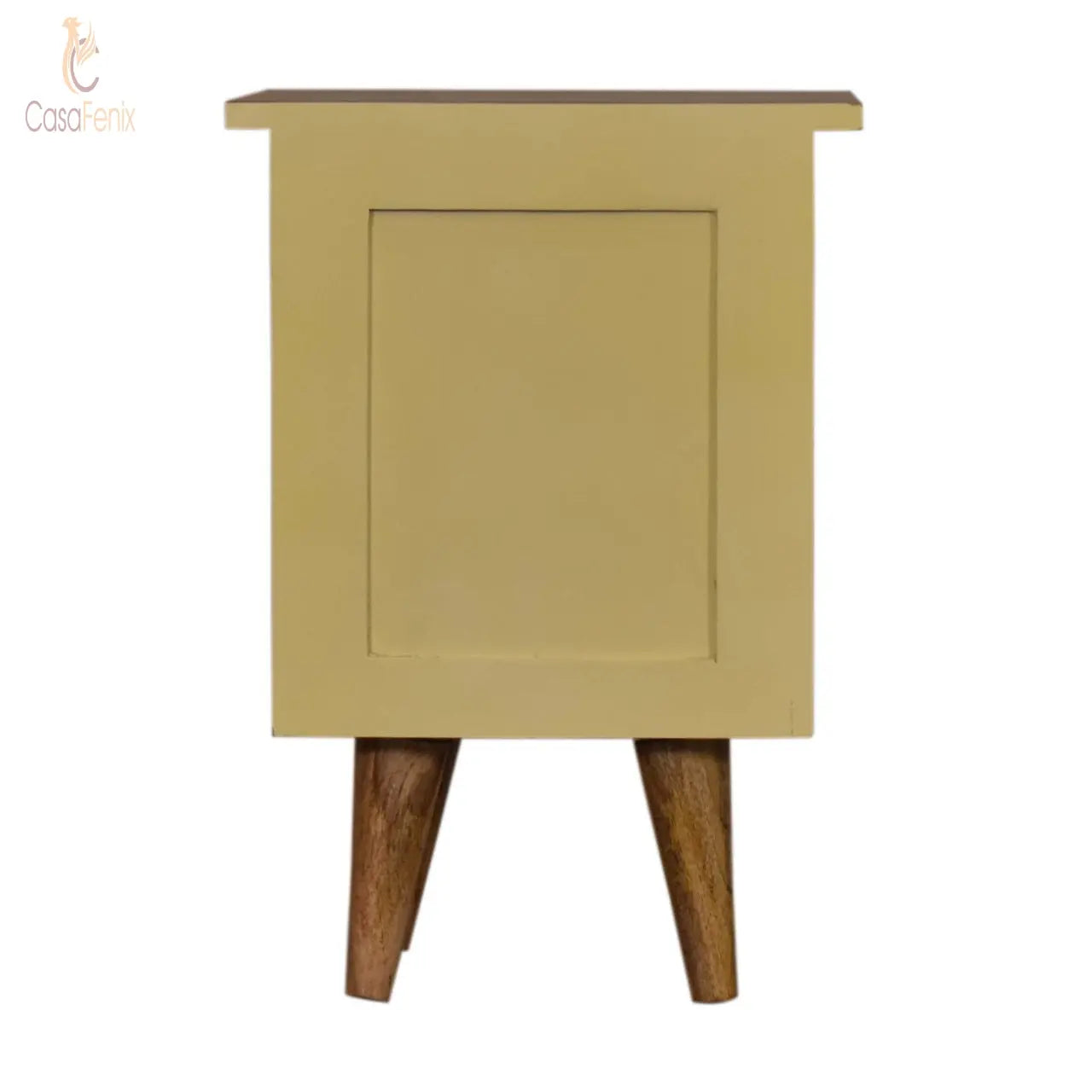 Light Yellow Hand Painted 2 Drawer Nordic Style Bedside Chest Solid Mango Wood - CasaFenix