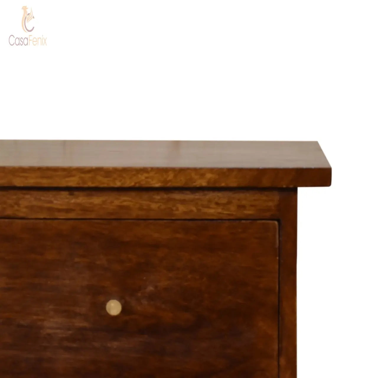 Chestnut Bedside 2 Drawers in a Nordic Style Solid Mango Wood - CasaFenix