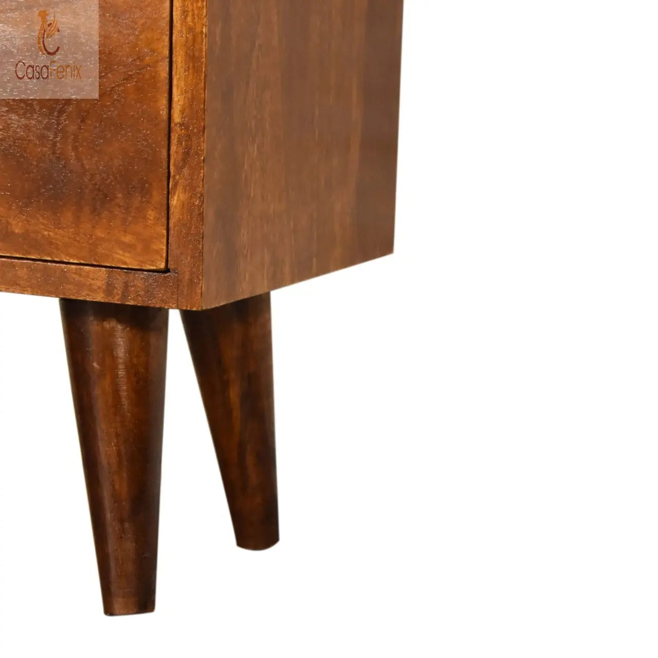 Chestnut Bedside 2 Drawers in a Nordic Style Solid Mango Wood - CasaFenix