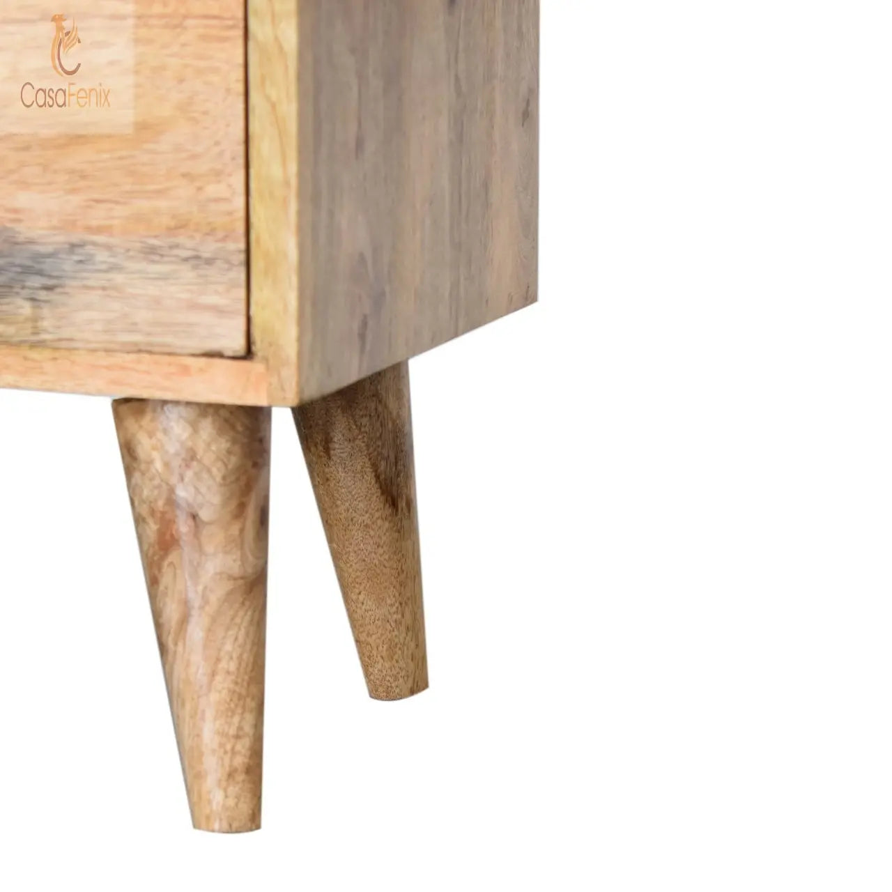 Oak-ish Bedside Table 2 Drawer Chest Solid Mango Wood Nordic Design - CasaFenix