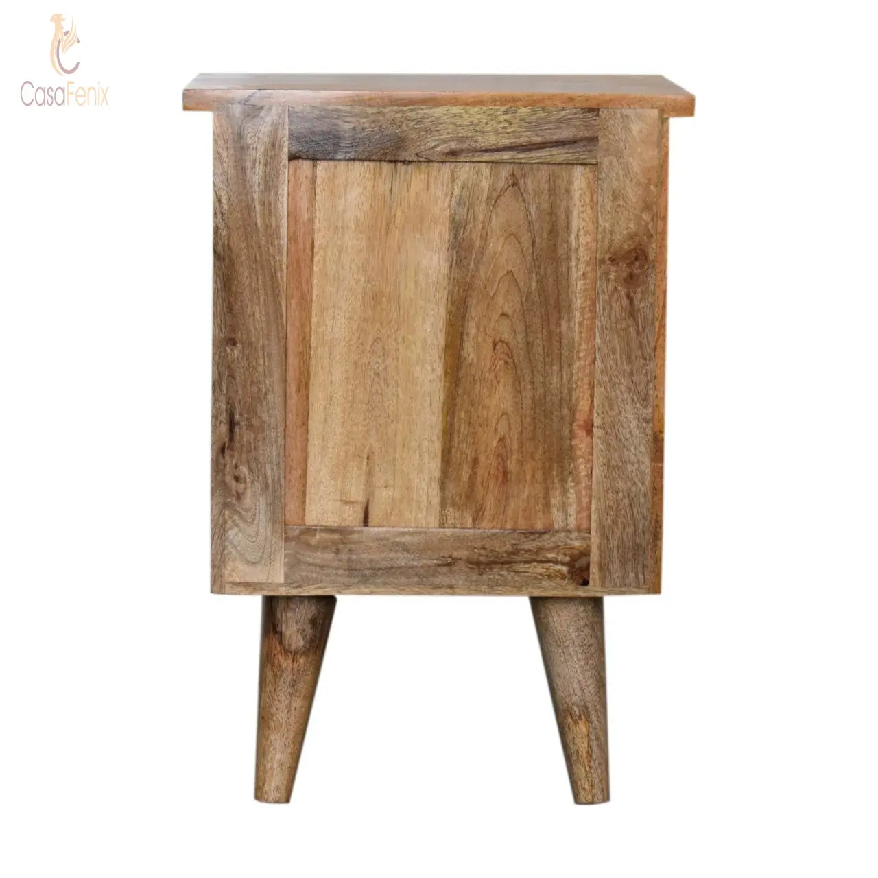 Oak-ish Bedside Table 2 Drawer Chest Solid Mango Wood Nordic Design - CasaFenix