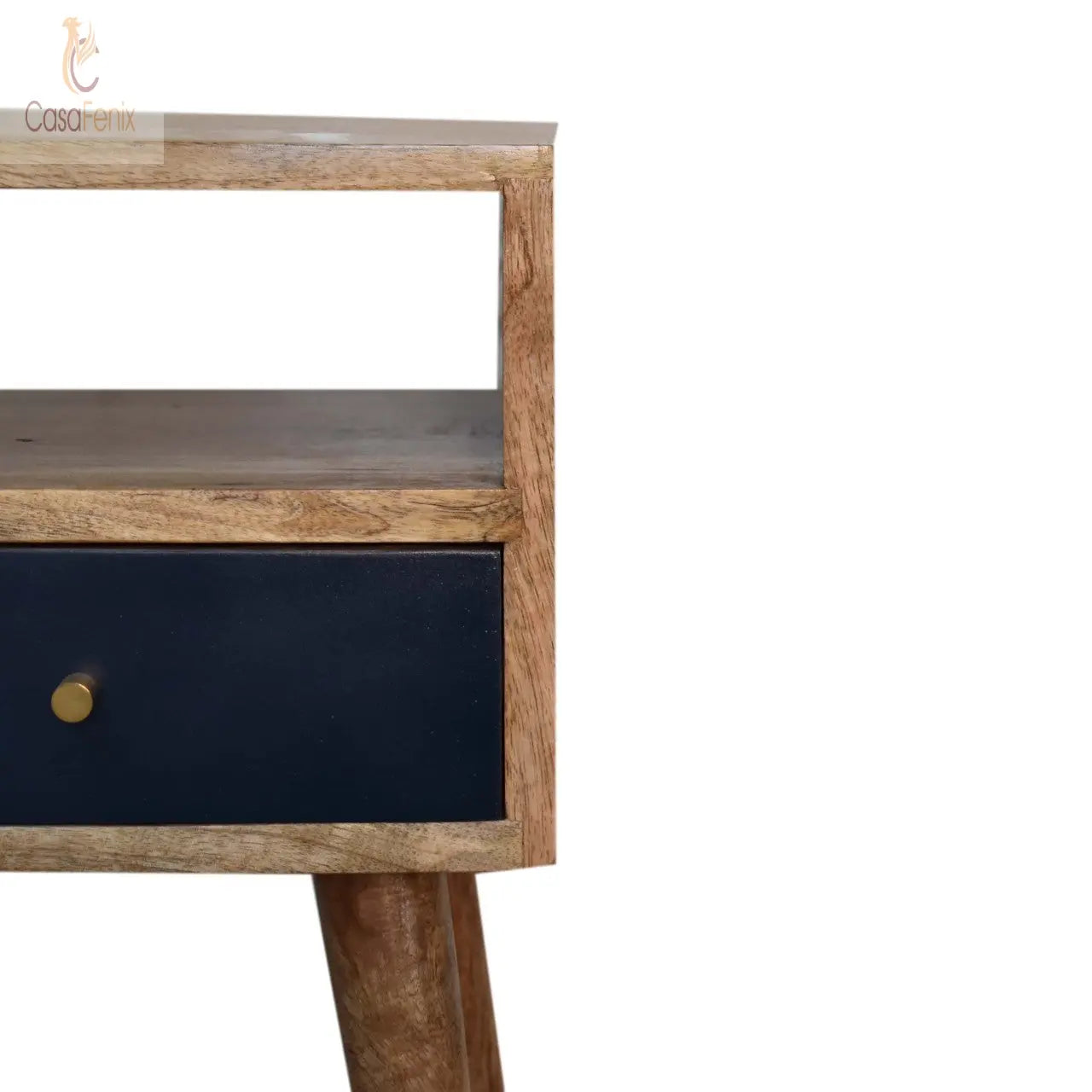 Mini Navy Blue Hand Painted Bedside Table 1 Drawer Chest Solid Mango Wood - CasaFenix