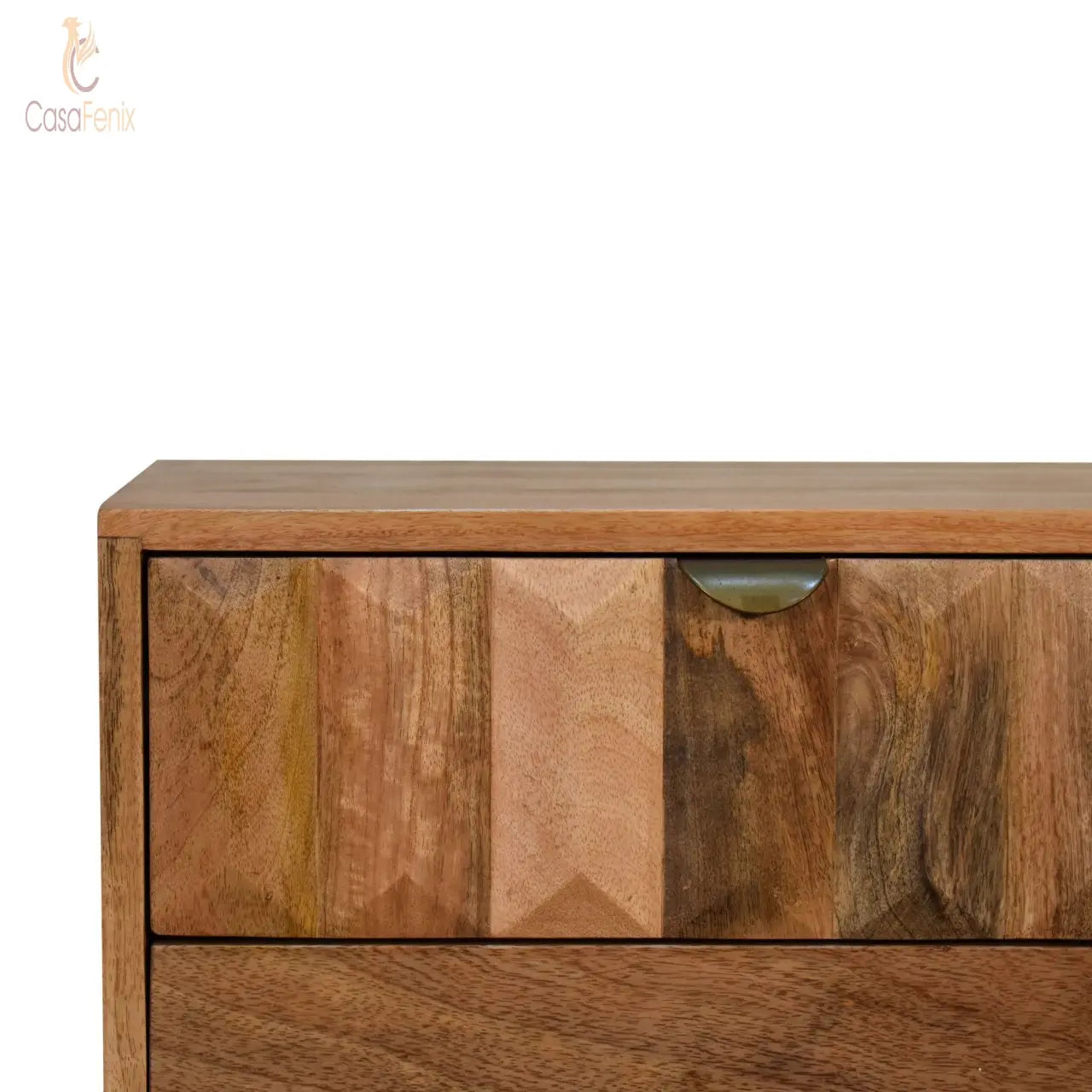 Oak-ish Prism Bedside Table 2 Drawer Chest Nordic Style - CasaFenix