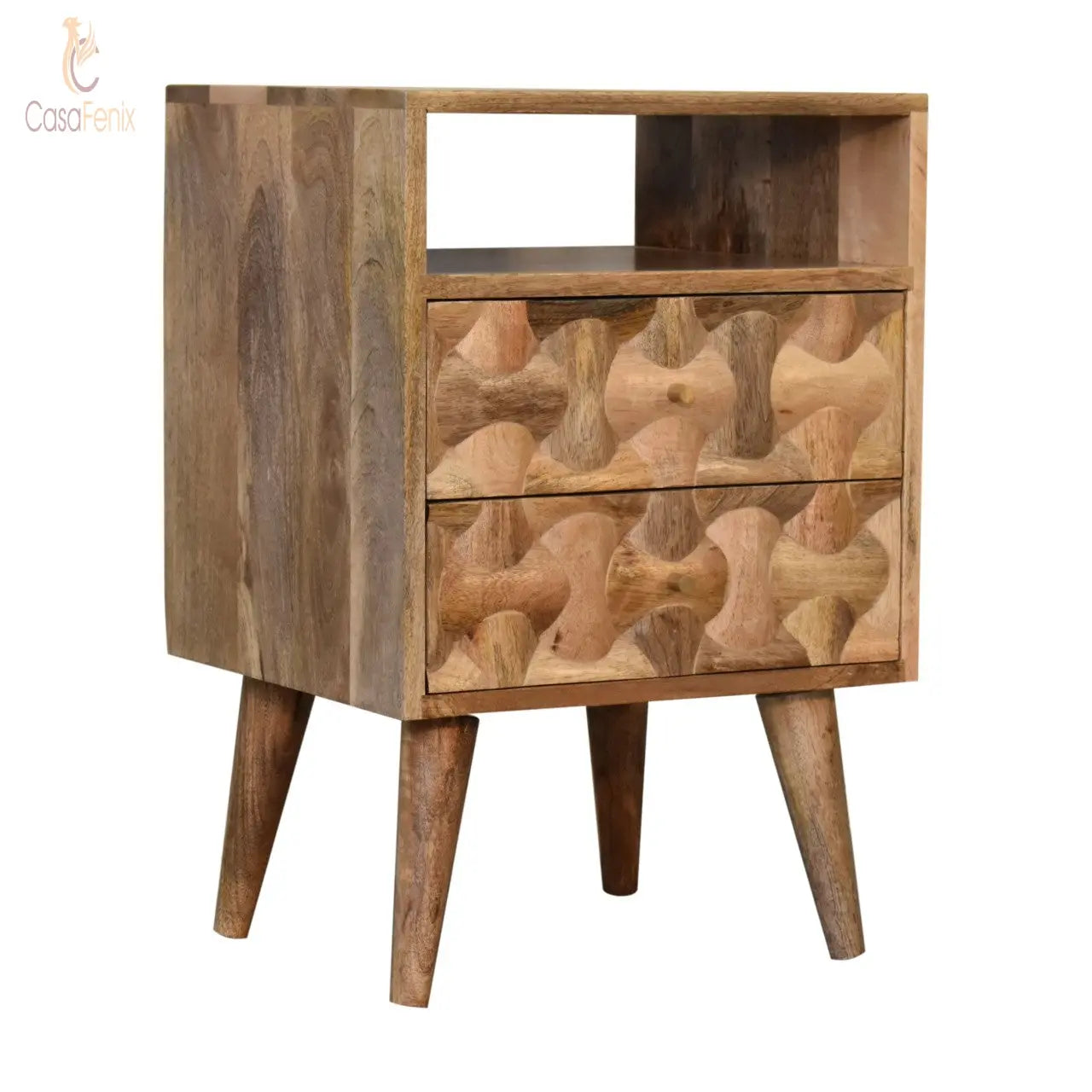 Kita Bedside 2 Drawer Chest Solid Mango Wood - CasaFenix