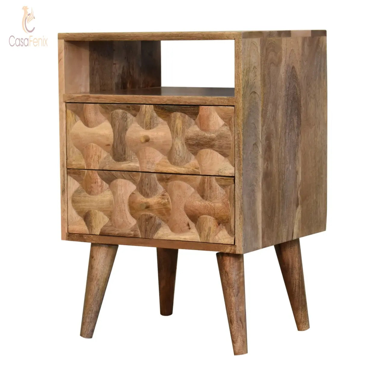 Kita Bedside 2 Drawer Chest Solid Mango Wood - CasaFenix