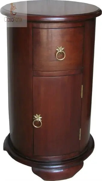 Bedside Table 1 Drawer Drum Chest 1 Door Cupboard Solid Mahogany CasaFenix