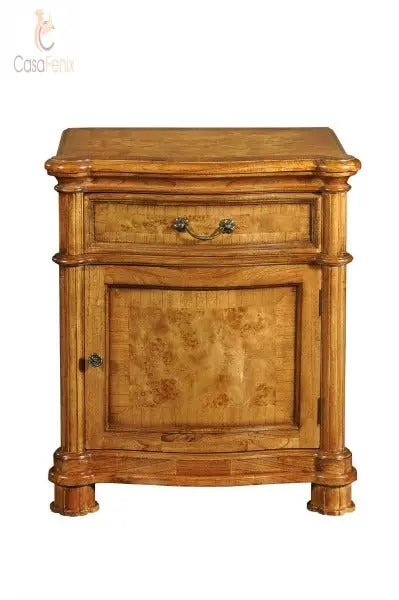 Cheshire Walnut Collection Bedside Stand / Table 1 Drawer 1 Door Chest - CasaFenix