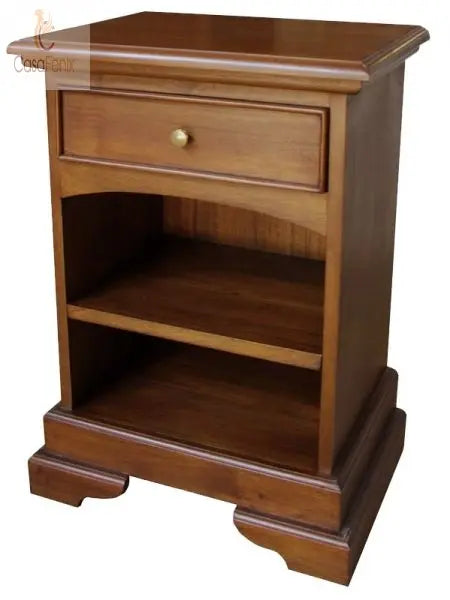 French Sleigh Bedside Table One Drawer Chest Solid Mahogany - CasaFenix