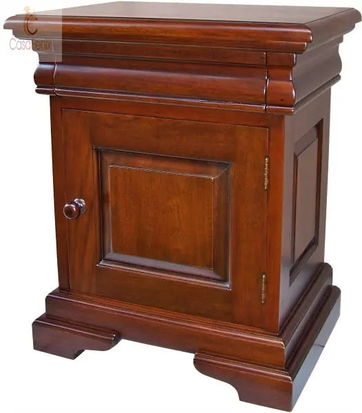 French Louis Sleigh Style 1 Drawer Bedside Chest / Cabinet / Stand / Table Solid Mahogany - CasaFenix
